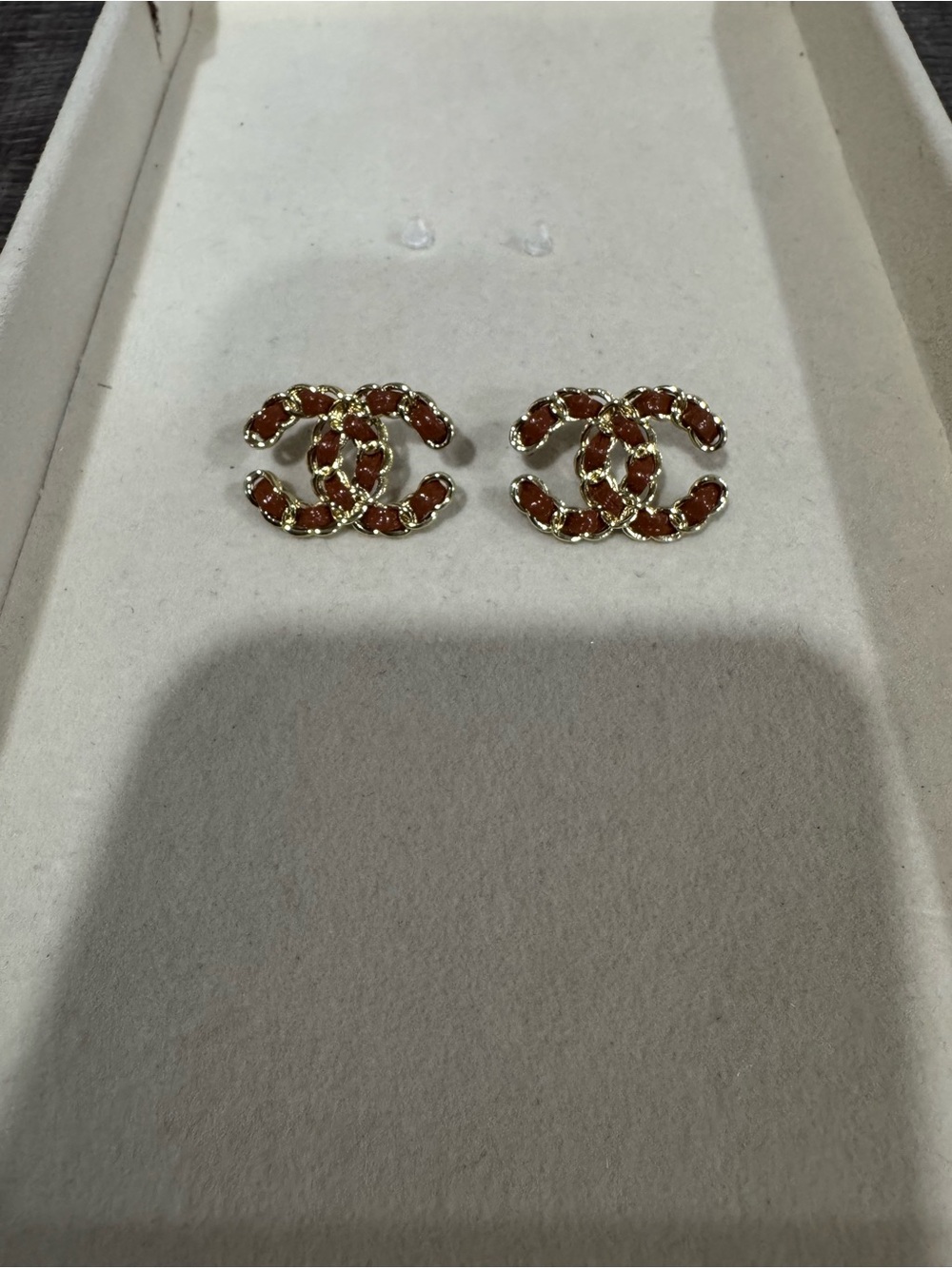 Mocha brown & gold studs
